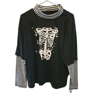 ROMWE SZ L LONG SLEEVE SKELETON SHIRT